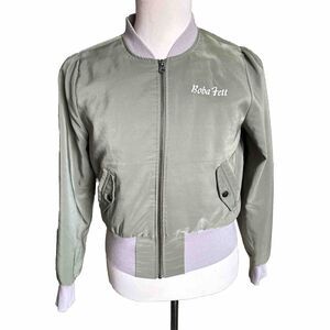 Star Wars Women’s Boba Fett Jacket Her Universe L Bomber Army Green Mandalorian